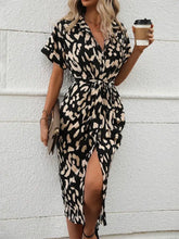 Short Sleeve Tie Waist Dress Black Casual Dresses