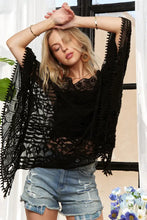 ADORA Boat Neck Crochet Lace Cover Up Woman Outerwear