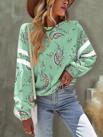 FAM-FAM Paisley Dropped Shoulder T-Shirt Light Green