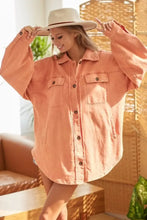 BiBi Washed Button Up Shacket with Chest Pockets Woman Outerwear