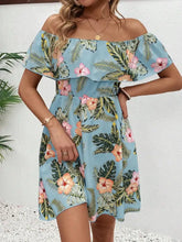 Printed Off Shoulder Mini Dress Casual Dresses