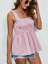 Smocked Plaid Square Neck Tank Tanks & Camis
