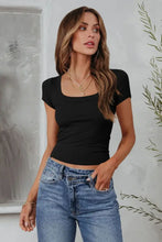 Square Neck Short Sleeve Tee Woman T Shirts
