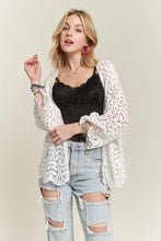 ADORA Leaf Pattern Crochet Cardigan WHITE