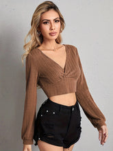 V Neck Crop Top Woman Blouses