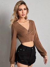 V Neck Crop Top Woman Blouses