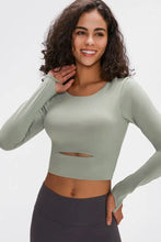 Millennia Long Sleeve Cropped Top With Sports Strap Green Woman Activewear
