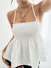 Smocked Frill Halter Neck Cami