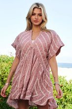 Davi & Dani Embroidery V Neck Short Sleeve Ruffled Mini Dress FRENCH MAUVE Casual Dresses