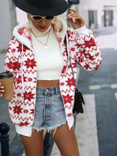 Drawstring Zip Up Hooded Teddy Outerwear Woman Outerwear
