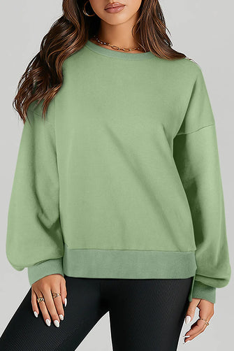 Round Neck Long Sleeve Sweatshirt Gum Leaf Woman Sweatshirts