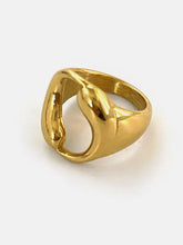Polished 18K gold-plated abstract circle ring with open sculptural design
