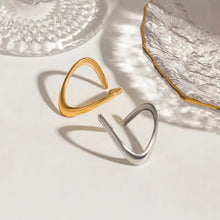 18k gold-plated and stainless steel wave ring set with open wavy bands