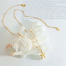 18k gold-plated bow and pearl bead pendant necklace with earrings
