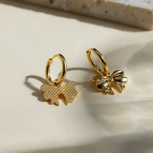 18K gold-plated bow earrings with hoop design and bow charms