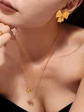 18K Gold Plated Bow Earrings Stainless Steel Jewelry Set Gold One Size