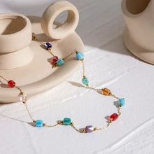 18K gold-plated colorful glass bead necklace with faceted beads