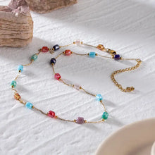 18K gold-plated colorful glass bead necklace with gemstones
