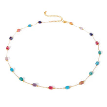 18K Gold-Plated Colorful Glass Bead Necklace Fashion Jewelry