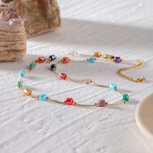 18K Gold-Plated Colorful Glass Bead Necklace Fashion Jewelry