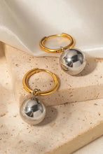 18k gold-plated copper ball drop earrings with silver spheres