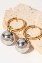 18k gold-plated copper ball drop earrings with silver spheres