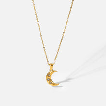 18K Gold Plated Crescent Moon Necklace with Crystals