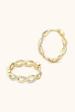 18k gold-plated crisscross hoop earrings with pavé diamonds