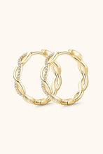 18k gold-plated crisscross hoop earrings with pavé diamonds