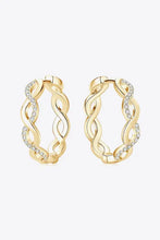 18k gold-plated crisscross hoop earrings with pavé diamonds