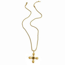 18k gold-plated cross necklace with tiger’s eye pendant