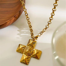 18K Gold Plated Cross Pendant Necklace Fashion Jewelry
