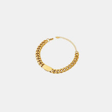 18k gold-plated Cuban link titanium steel bracelet with rectangular bar