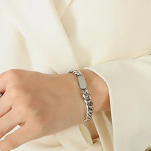 18k gold-plated titanium steel Cuban link bracelet with silver chain