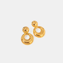 Pair of 18k gold-plated cutout drop earrings with domed stud and oval dangle