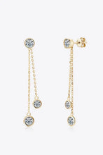 18k gold-plated dangle earrings with three round brilliant moissanite stones