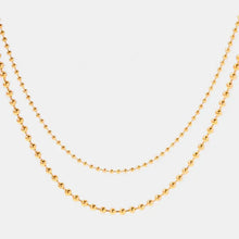 18k gold-plated double layered ball chain necklace with adjustable lobster closure bead
