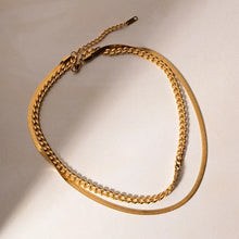 18K Gold-Plated Double Layered Necklace Fashion Jewelry