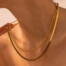 18K gold-plated double layered necklace with chain