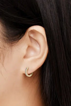 18k gold-plated hoop earrings with sparkling dark gemstones