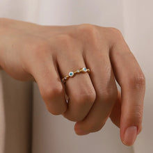 18K Gold-Plated Evil Eye Ring with Rhinestone Accents Gold One Size