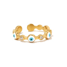 18K Gold-Plated Evil Eye Ring with Rhinestone Accents