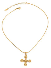 18K gold-plated floral cross pendant necklace