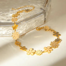 18K gold-plated flower bracelet with stainless steel chain length