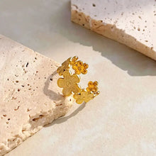 18K gold-plated flower cluster ring with gold-toned floral hoop earrings