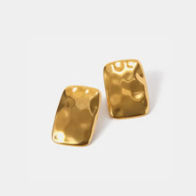 18k gold-plated hammered square stainless steel stud earrings
