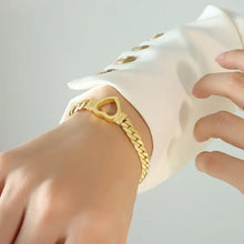 Titanium Steel Cutout Heart Bracelet Gold One Size Bracelets
