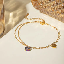 18K Gold Plated Heart Necklace with Stainless Steel and Synthetic Crystal
