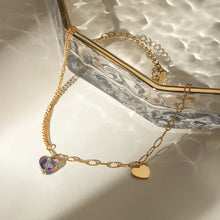 18K Gold Plated Heart Necklace with Stainless Steel and Synthetic Crystal