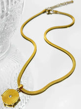 18k gold-plated hexagon sunburst pendant necklace with stainless steel chain